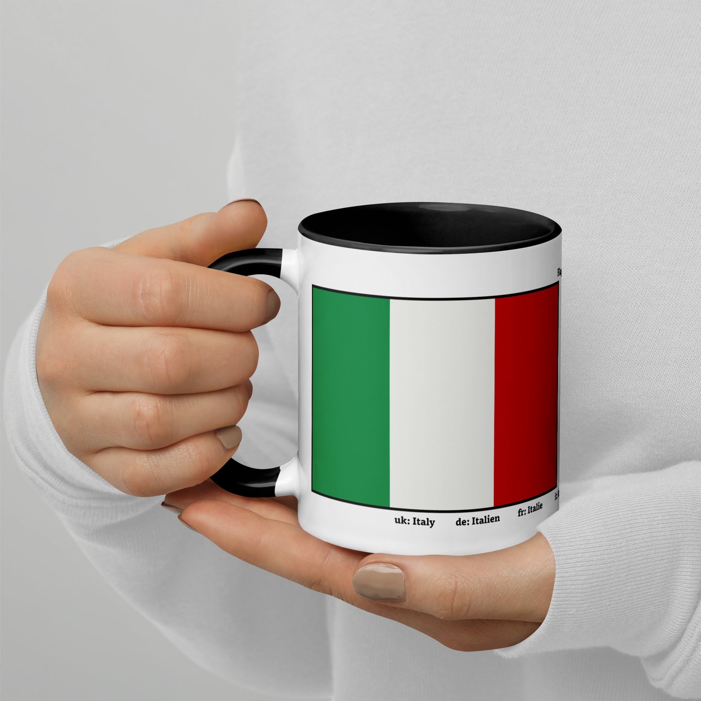 320 ml, 440 ml Becher mit farbiger Innenseite, Flaggen von Europa 01 Italien