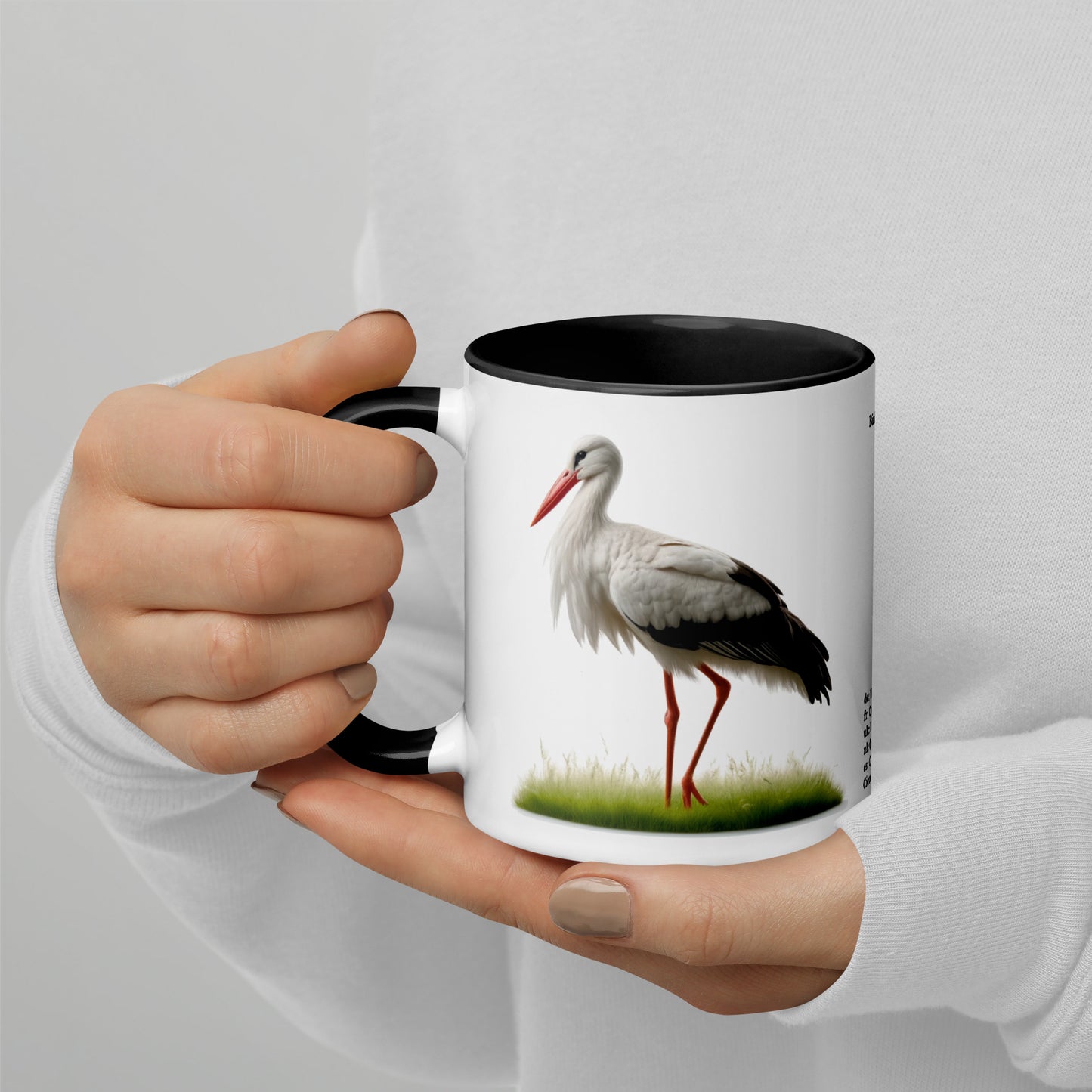 320ml Mug with Colour Inside Birds of Europe 16 Weissstorch