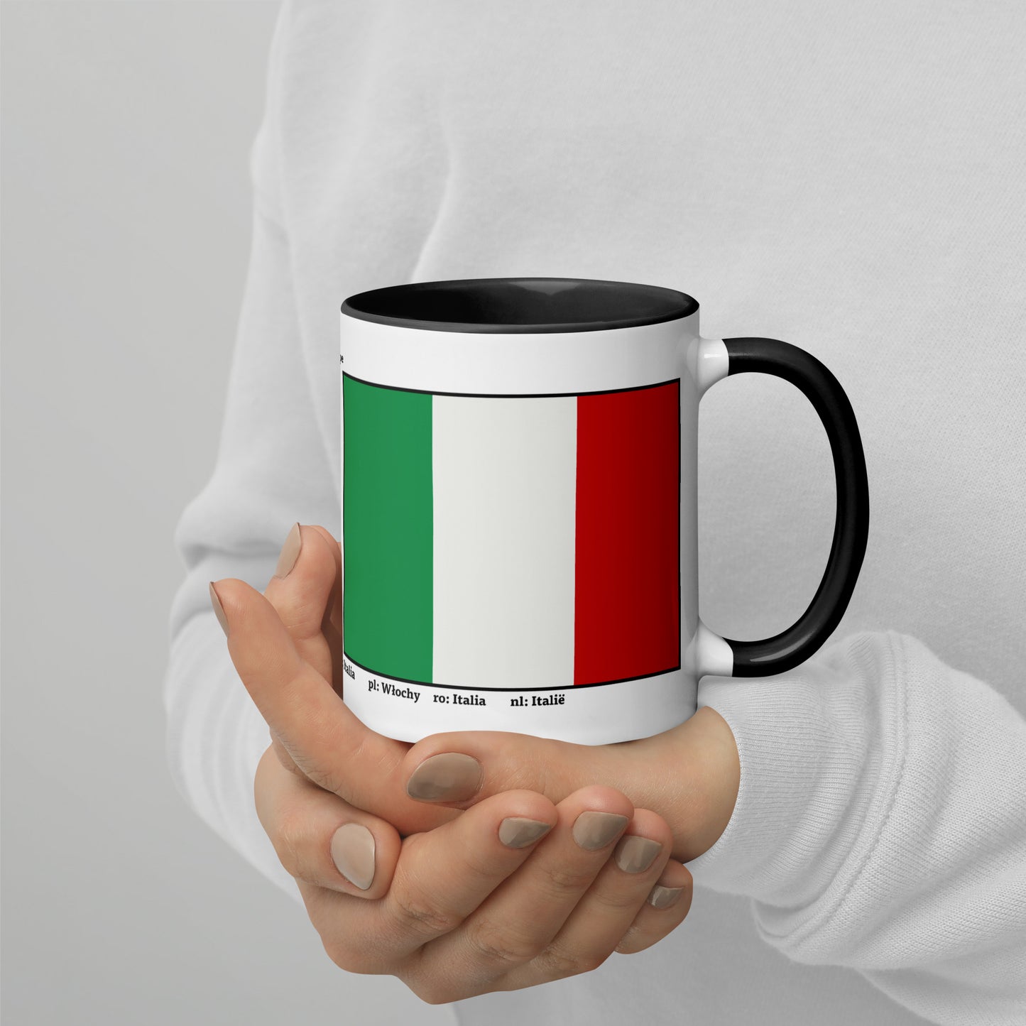 320 ml, 440 ml Becher mit farbiger Innenseite, Flaggen von Europa 01 Italien