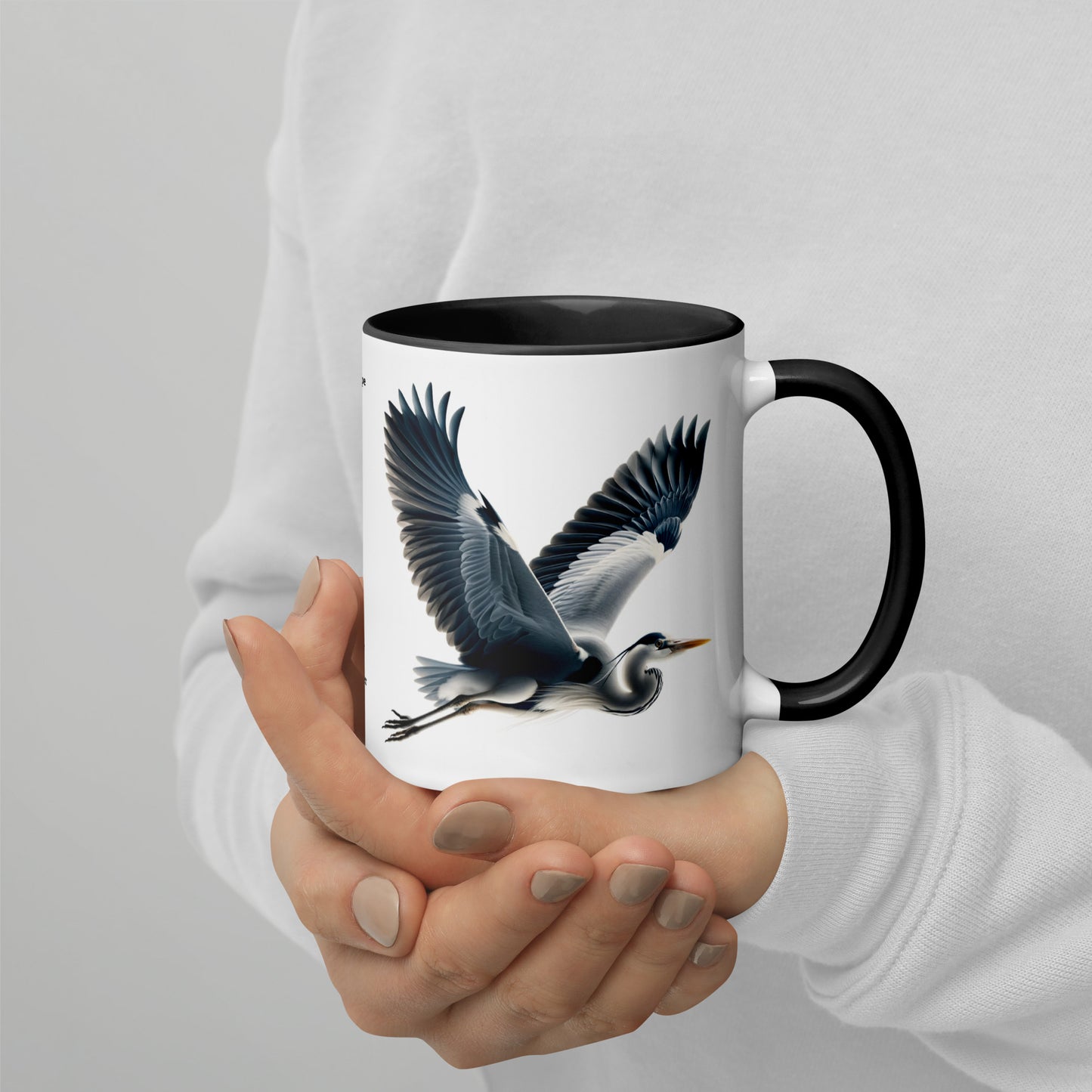 320ml Mug with Colour Inside Birds of Europe 17 Graureiher