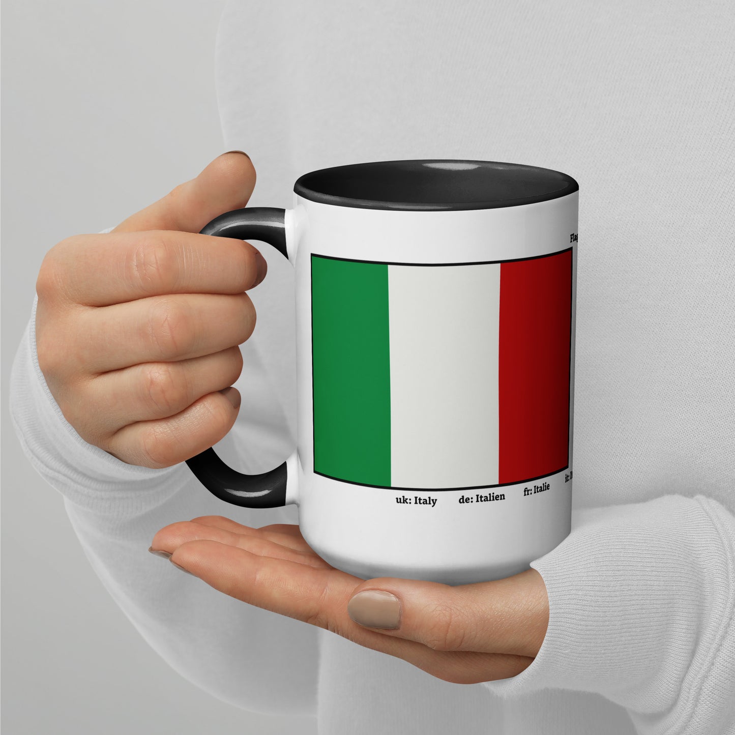 320 ml, 440 ml Becher mit farbiger Innenseite, Flaggen von Europa 01 Italien