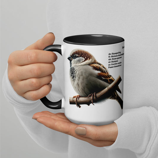 440ml Mug with colour inside Birds of Europe 01 Sparrow & Crested Tit