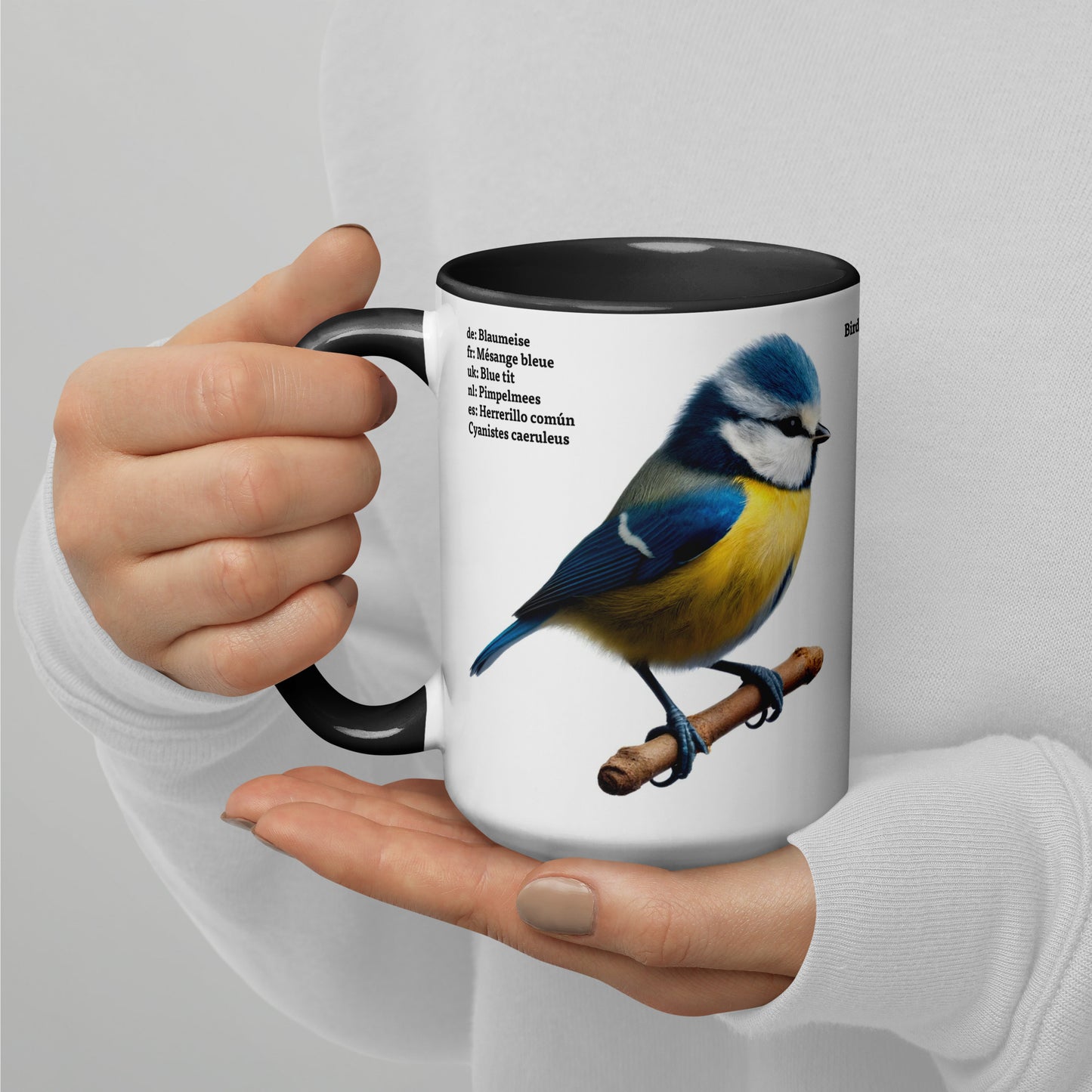 440ml Mug with colour inside Birds of Europe 02 Blue tit & Great Tit