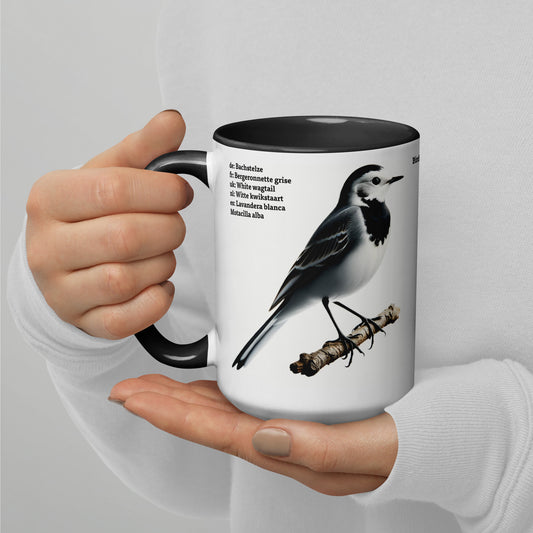 440ml Mug with colour inside Birds of Europe 05 White wagtail & Yellowhammer