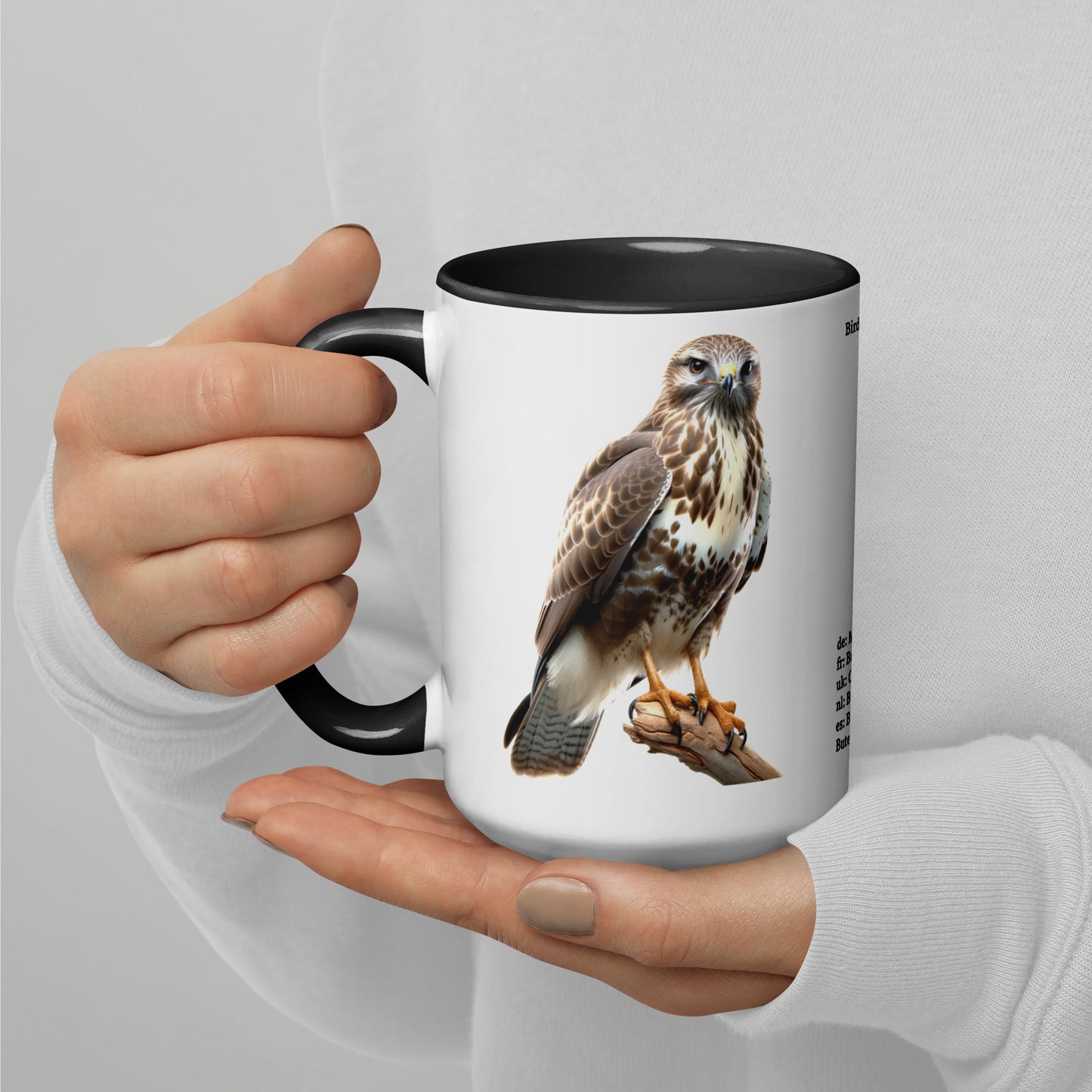 440ml Mug with colour inside Birds of Europe 07 Buzzard