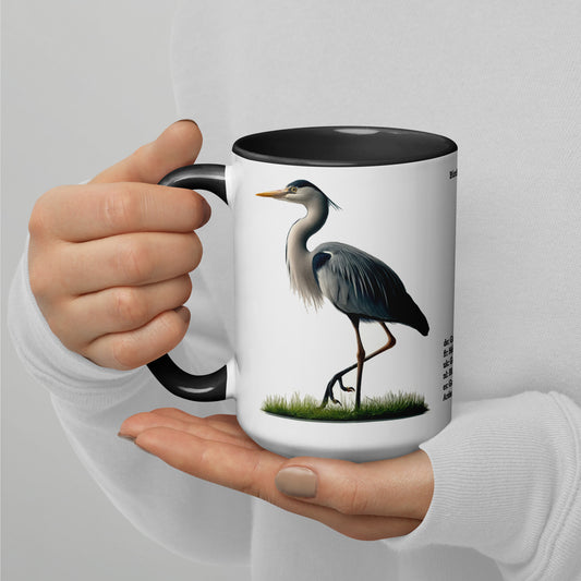 440ml Mug with colour inside Birds of Europe 17 Grey Heron