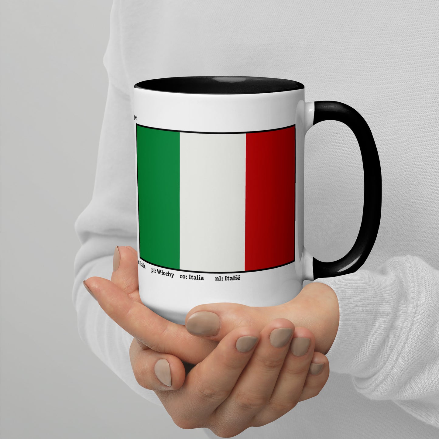 320 ml, 440 ml Becher mit farbiger Innenseite, Flaggen von Europa 01 Italien