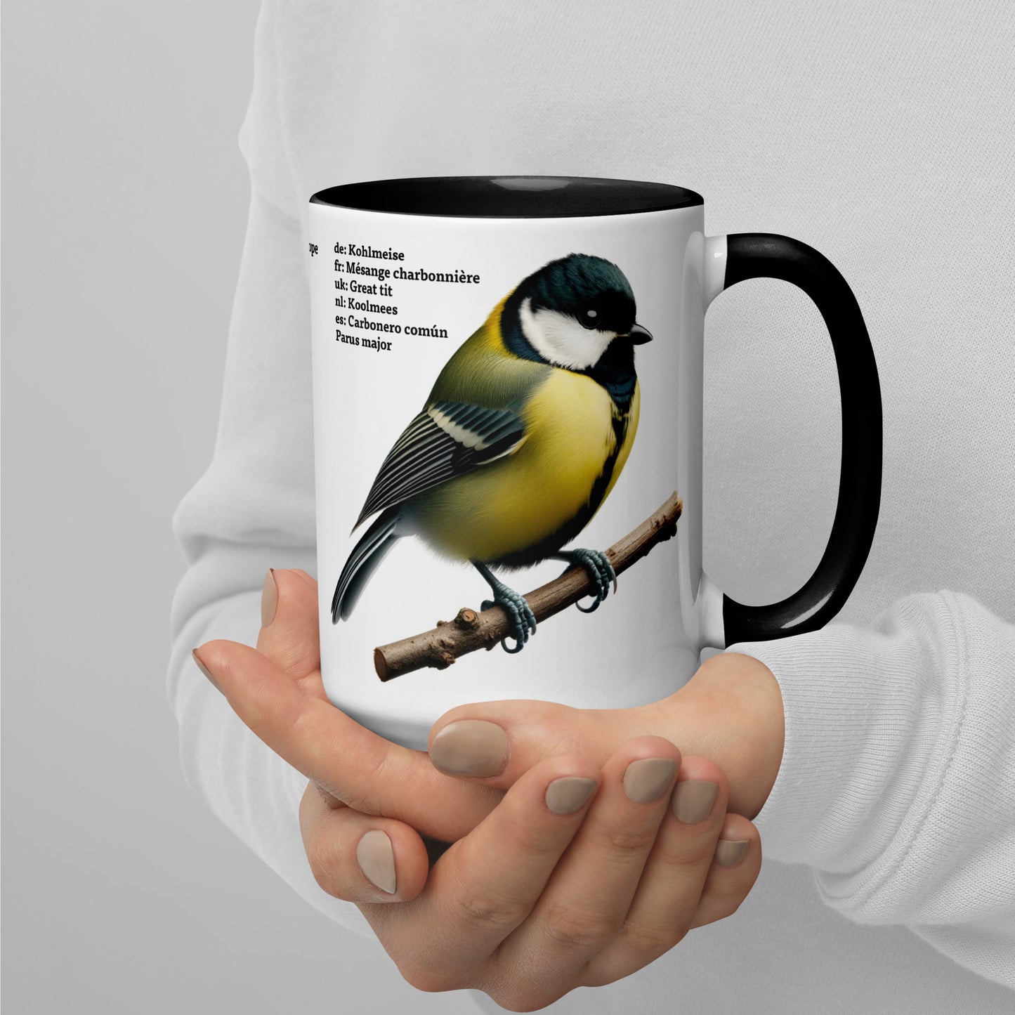 440ml Mug with colour inside Birds of Europe 02 Blue tit & Great Tit