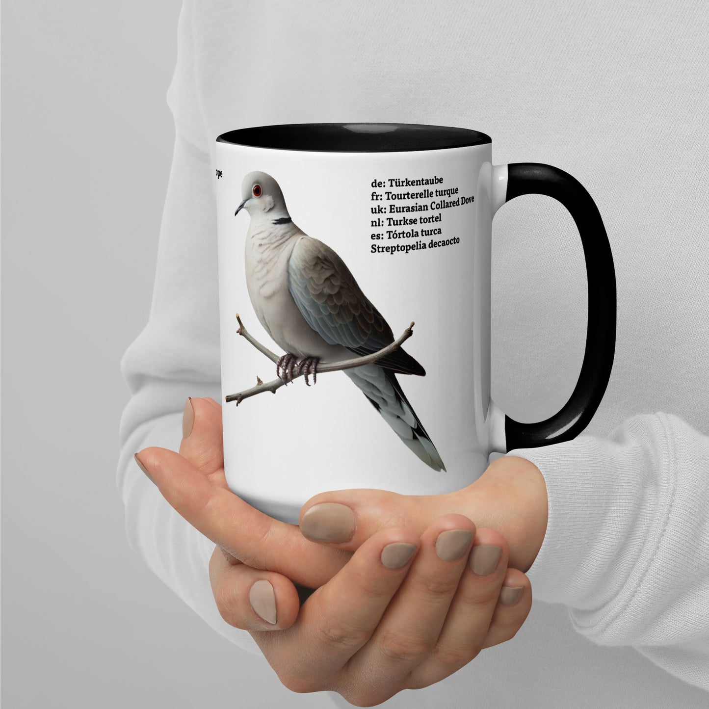 440ml Mug with colour inside Birds of Europe 04 Coal Tit & Collared Dove