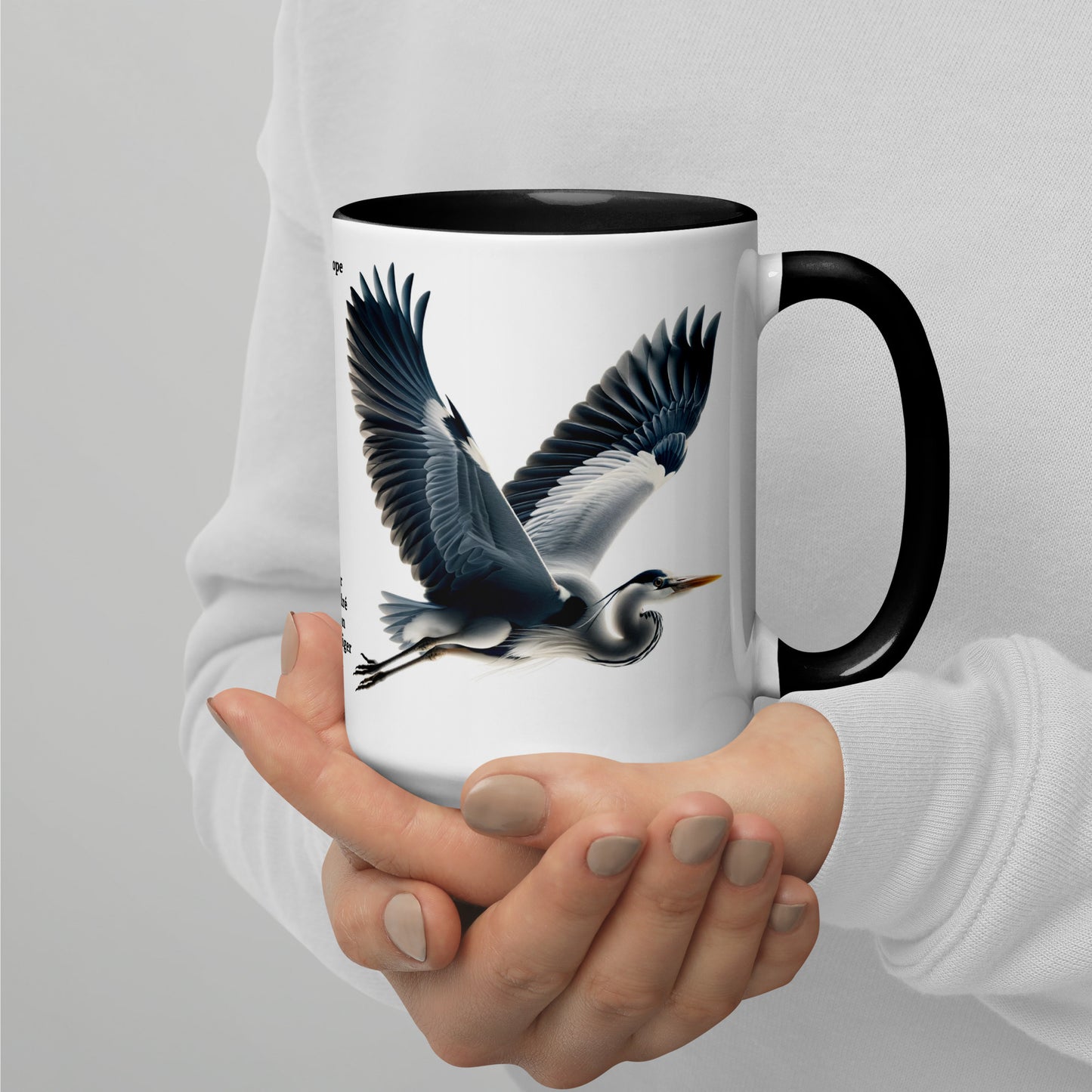 440ml Mug with colour inside Birds of Europe 17 Grey Heron