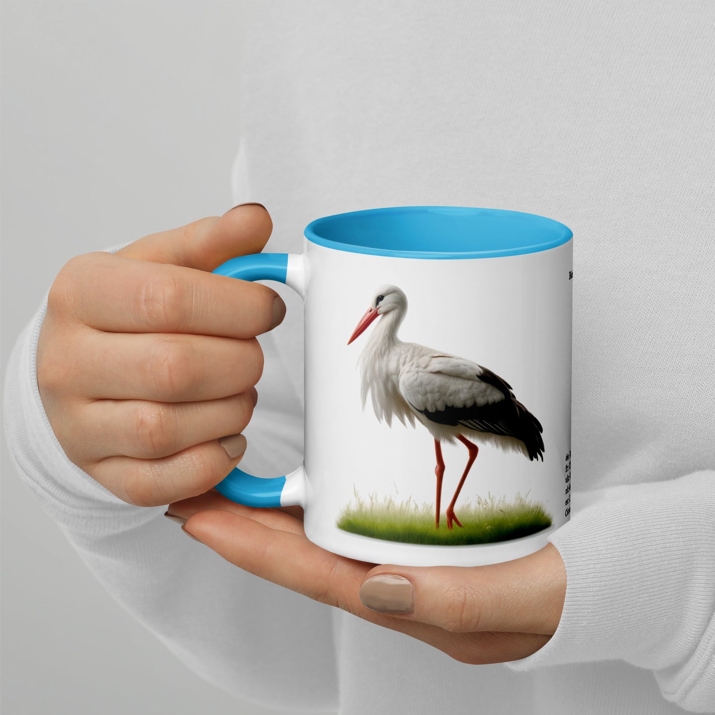 320ml Mug with Colour Inside Birds of Europe 16 Weissstorch