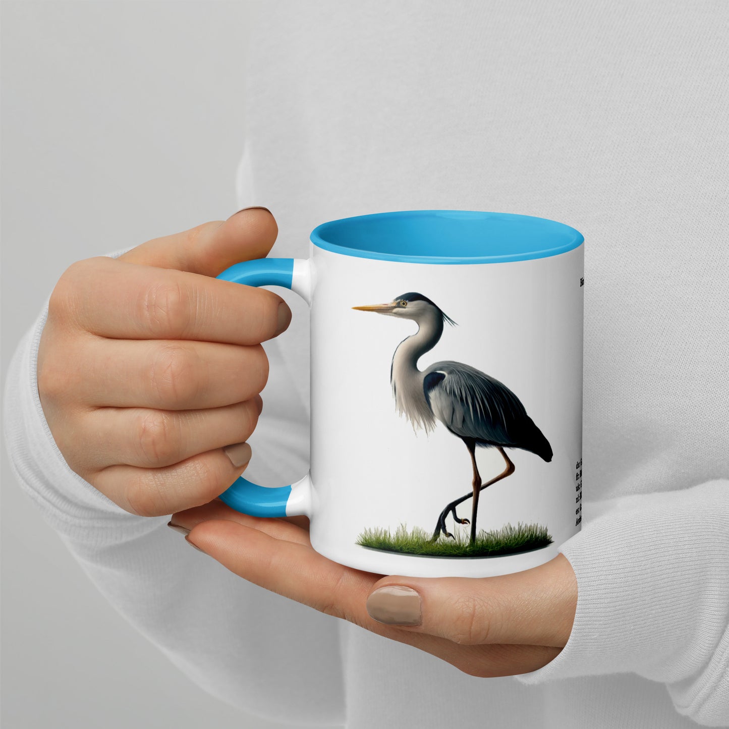 320ml Mug with Colour Inside Birds of Europe 17 Graureiher