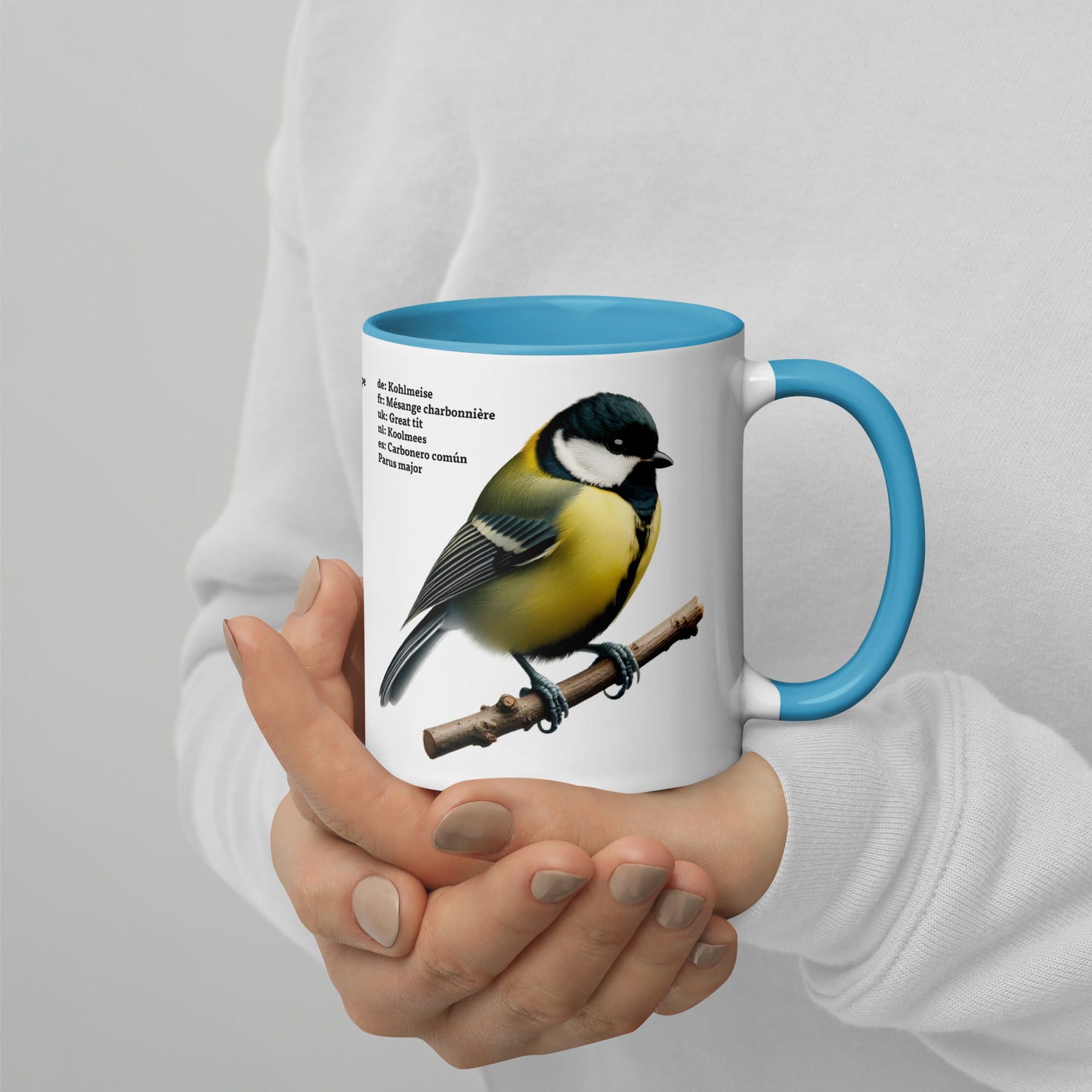 320ml Mug with Colour Inside Birds of Europe 02 Blue Tit & Great Tit