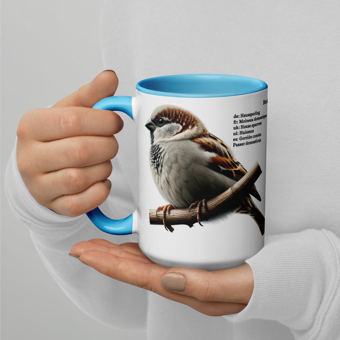 440ml Mug with colour inside Birds of Europe 01 Sparrow & Crested Tit