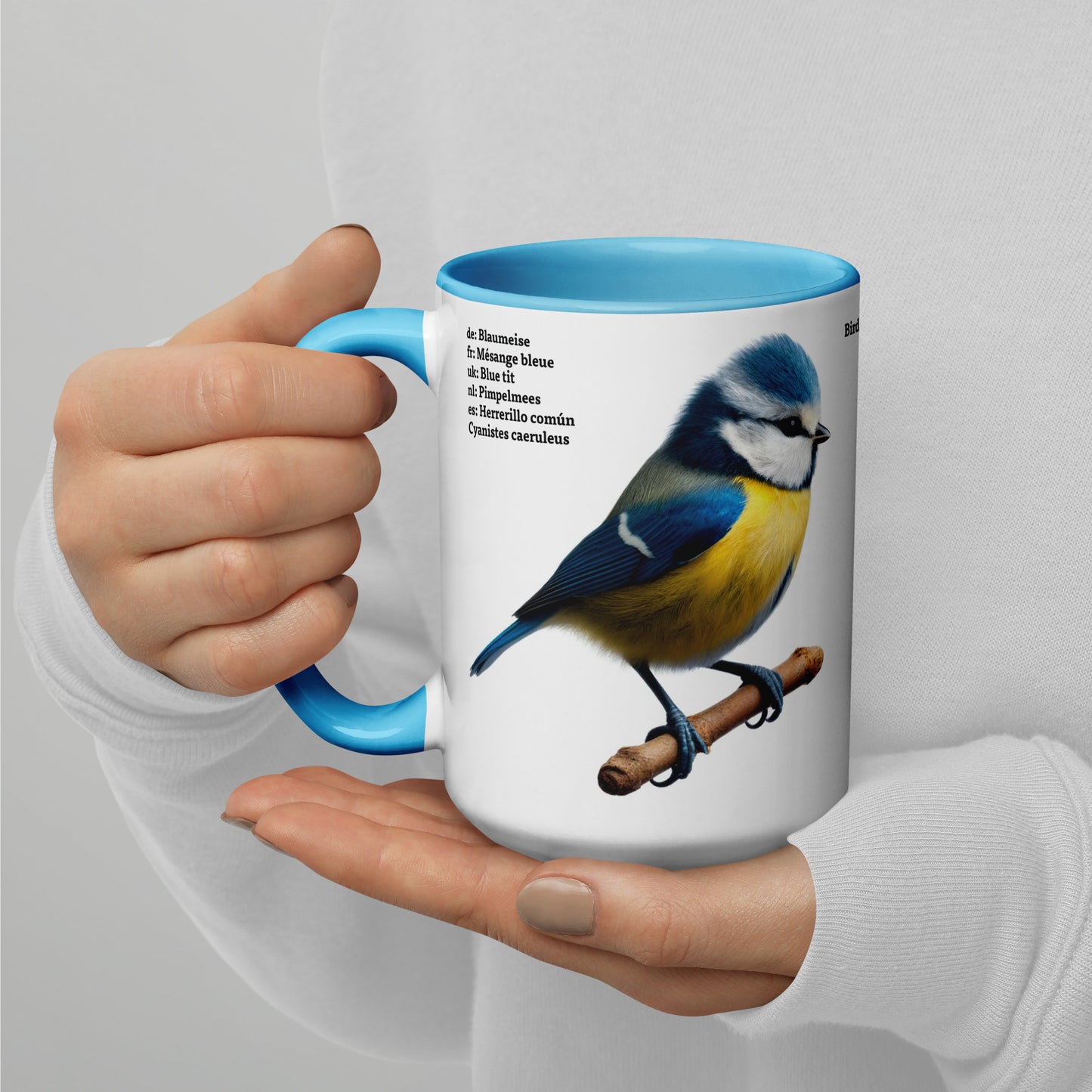 440ml Mug with colour inside Birds of Europe 02 Blue tit & Great Tit