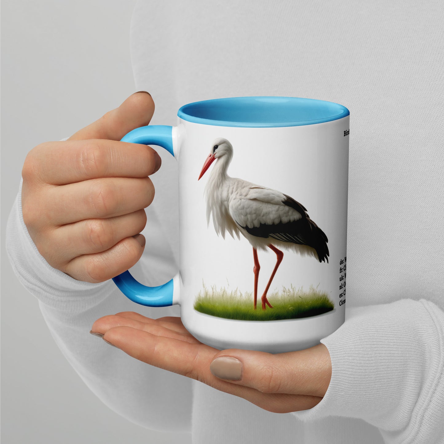 440ml Mug with colour inside Birds of Europe 16 White stork