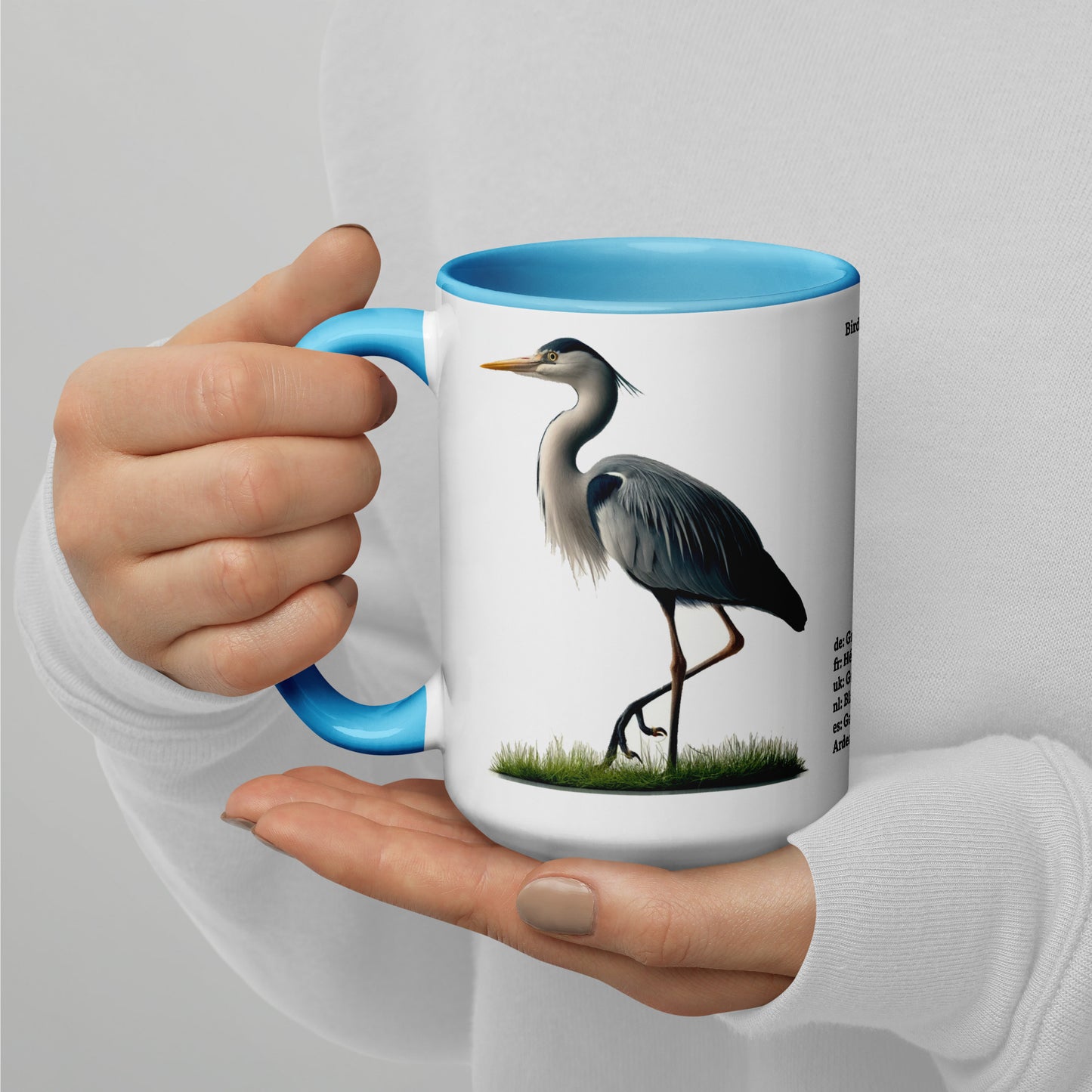 440ml Mug with colour inside Birds of Europe 17 Grey Heron