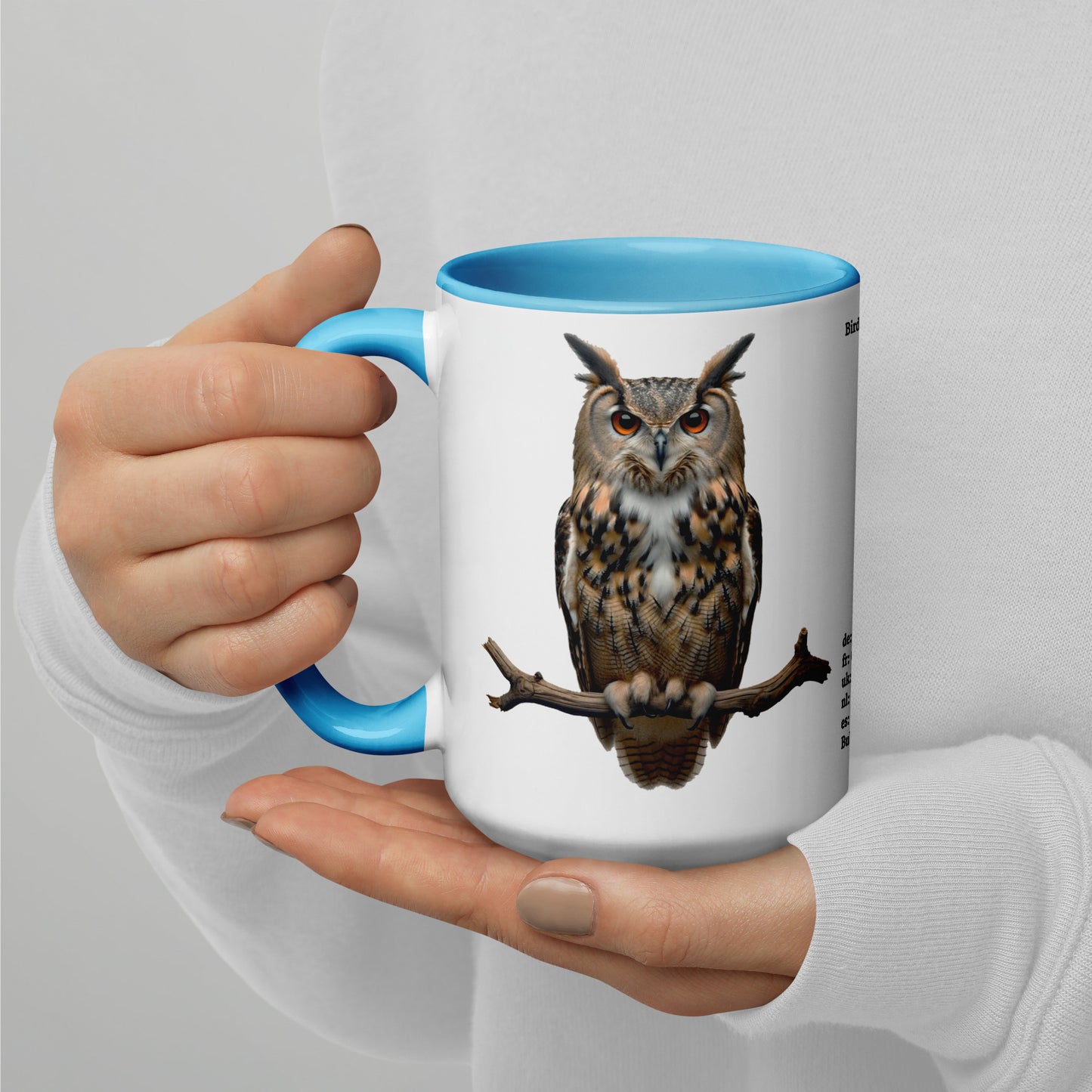 440ml Mug with colour inside Birds of Europe 18 Eagle-owl