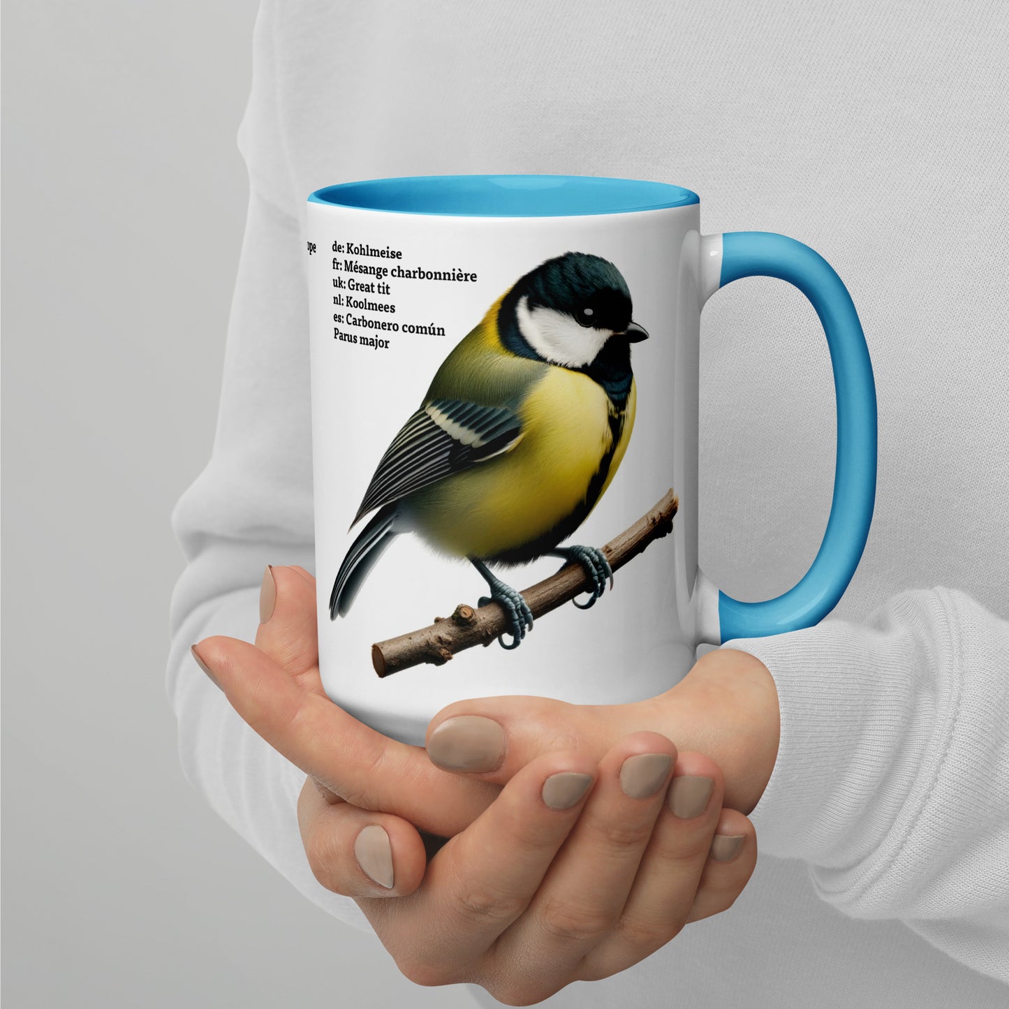 440ml Mug with colour inside Birds of Europe 02 Blue tit & Great Tit