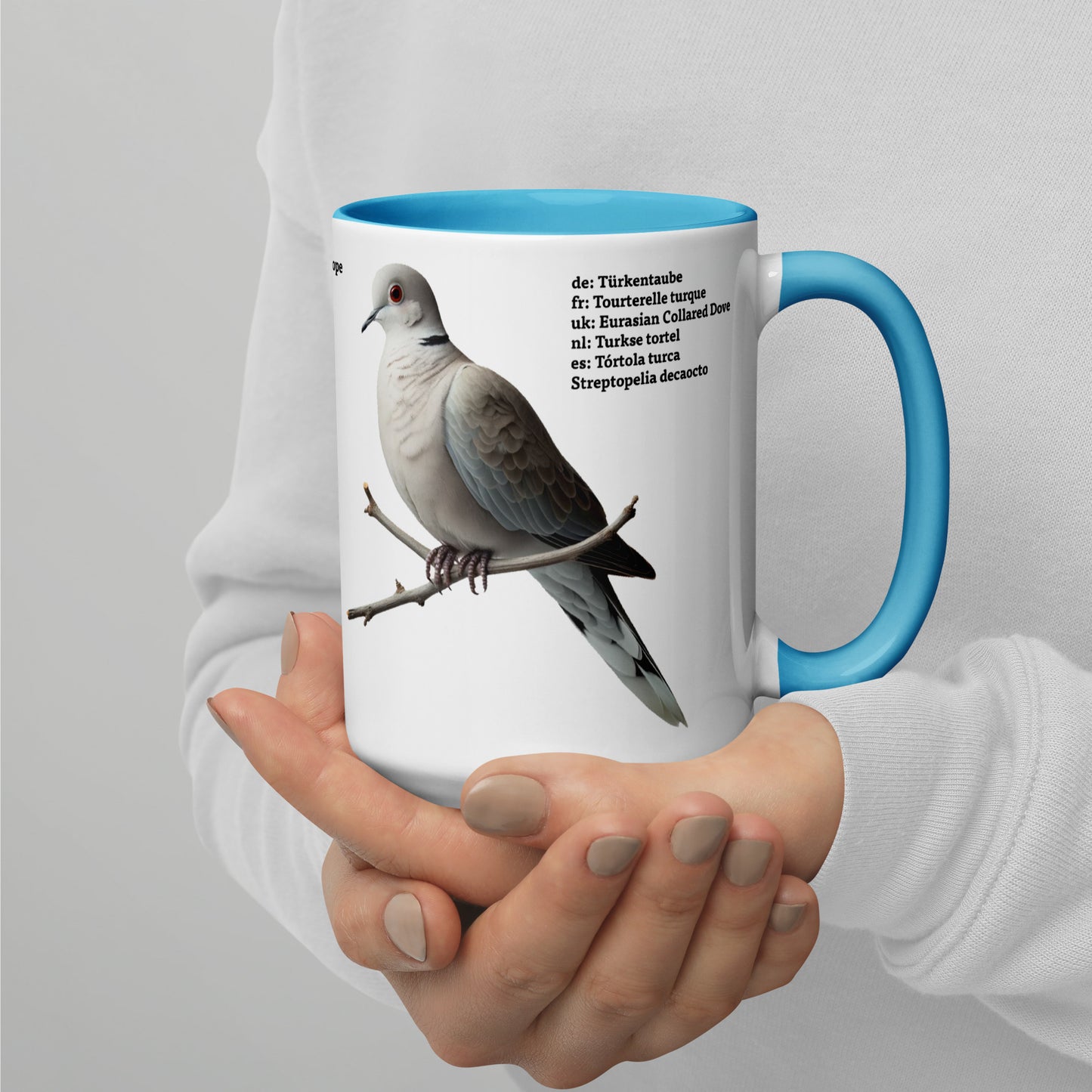 440ml Mug with colour inside Birds of Europe 04 Coal Tit & Collared Dove