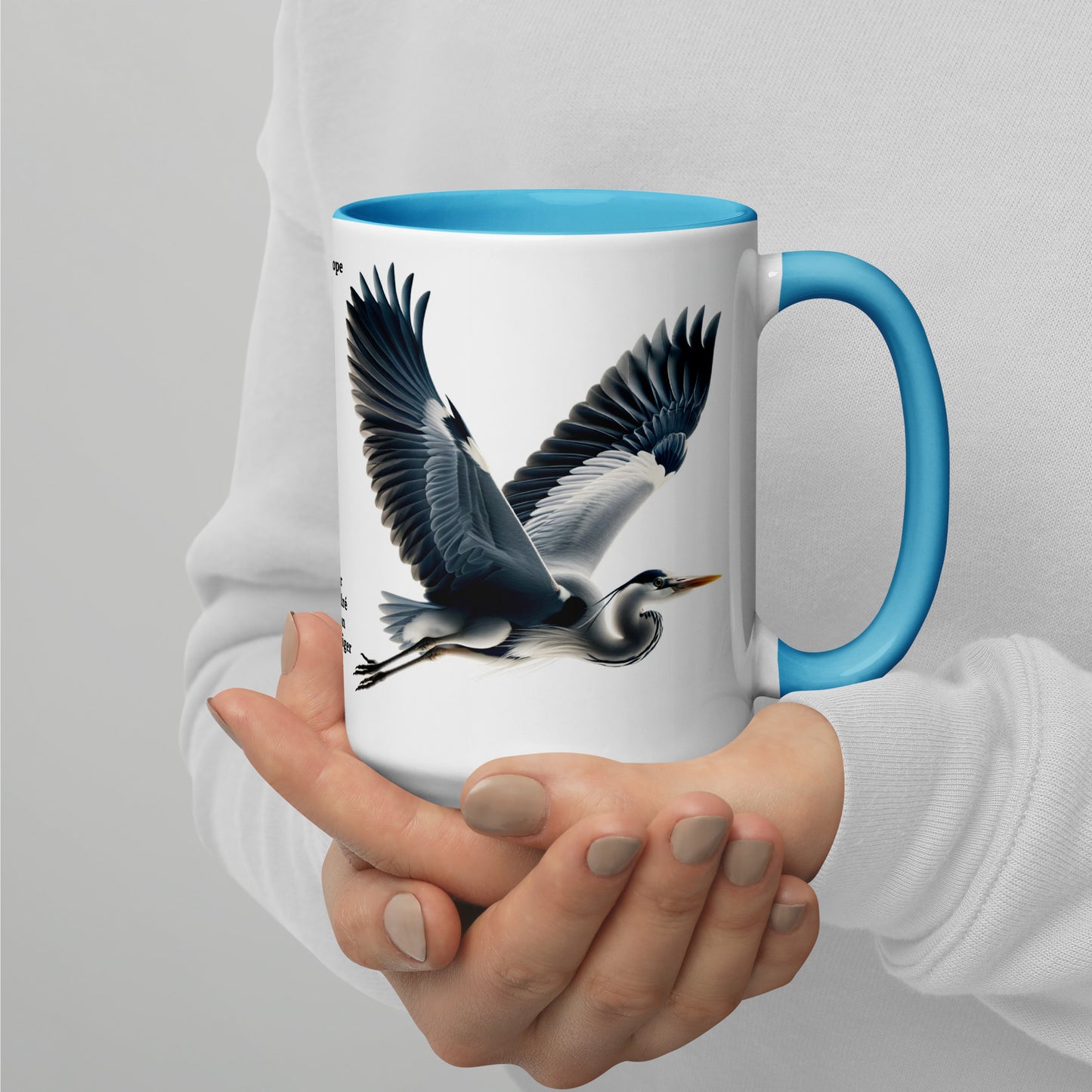 440ml Mug with colour inside Birds of Europe 17 Grey Heron