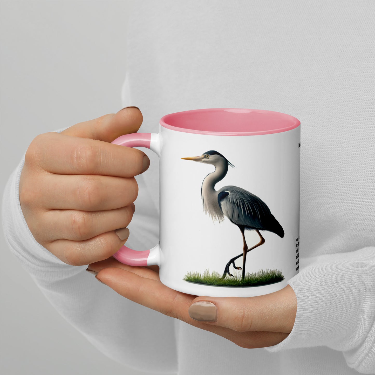 320ml Mug with Colour Inside Birds of Europe 17 Graureiher