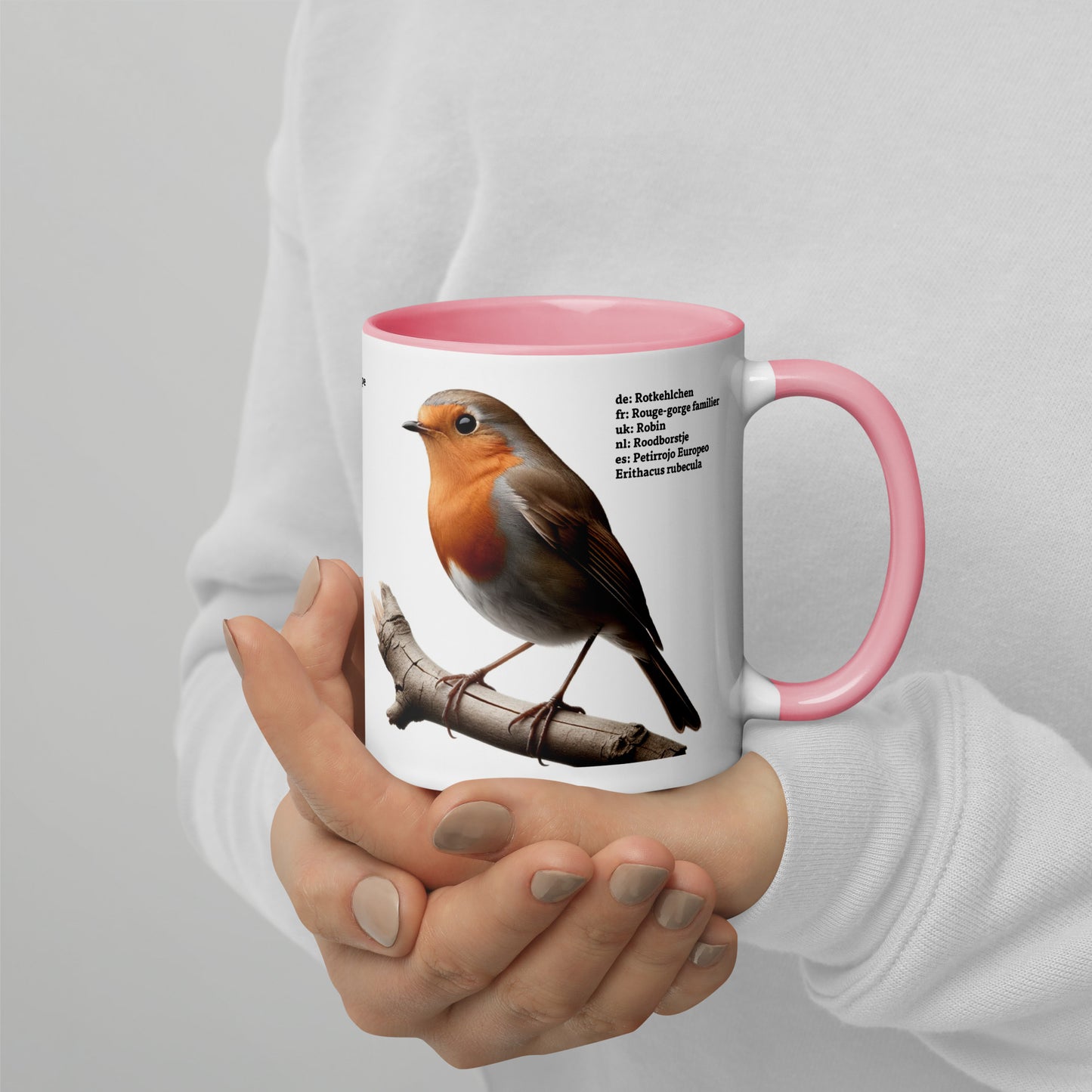 320ml Mug with Colour Inside Birds of Europe 03 Blackbird & Robin