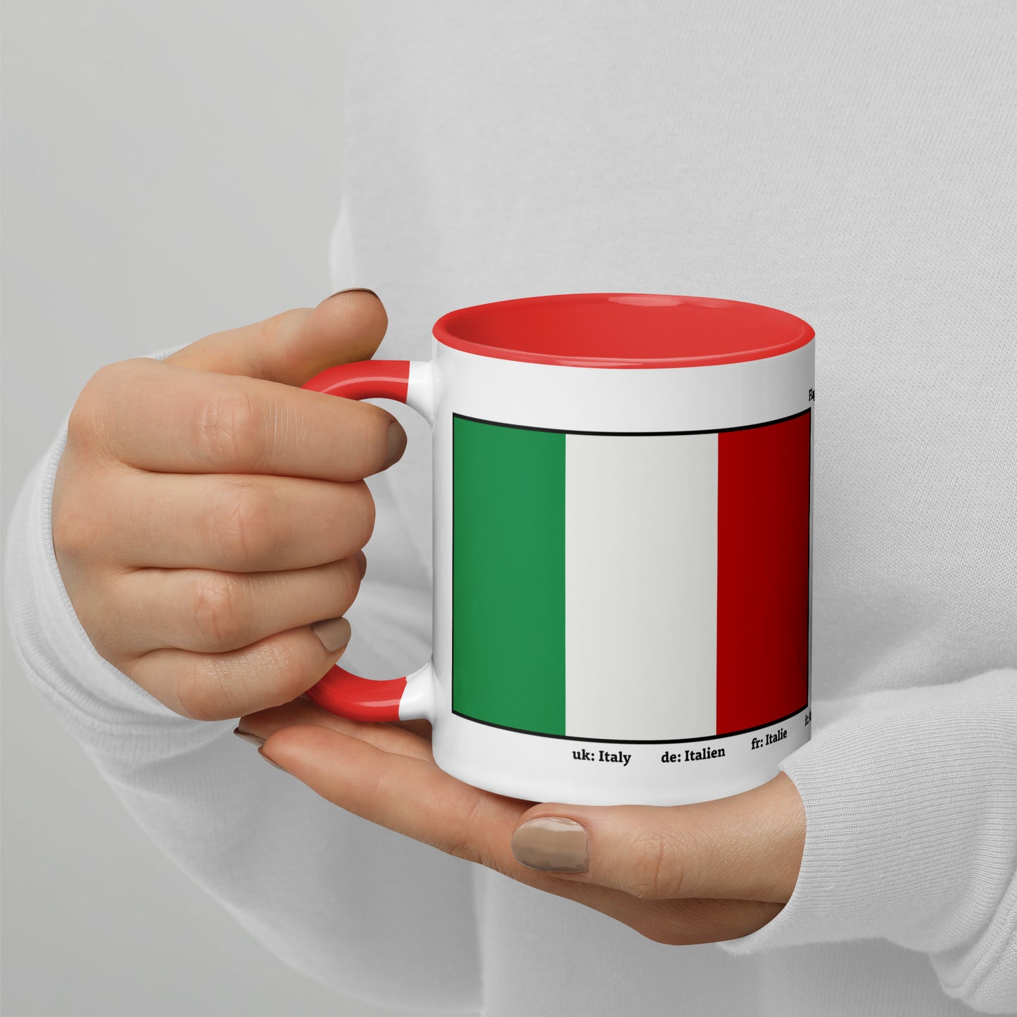 320 ml, 440 ml Becher mit farbiger Innenseite, Flaggen von Europa 01 Italien