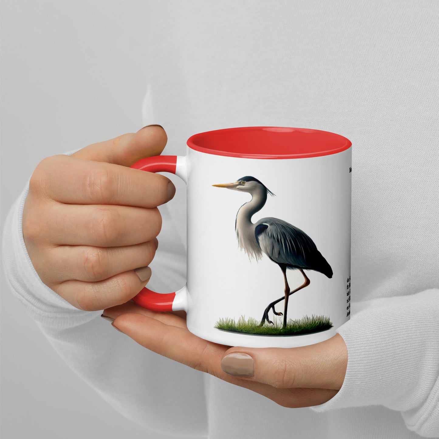 320ml Mug with Colour Inside Birds of Europe 17 Graureiher