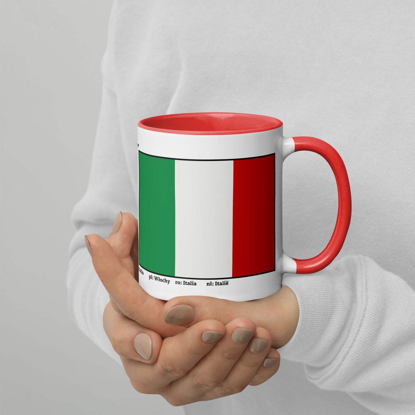 320 ml, 440 ml Becher mit farbiger Innenseite, Flaggen von Europa 01 Italien