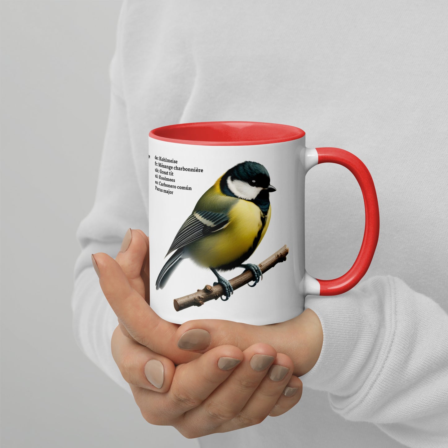 320ml Mug with Colour Inside Birds of Europe 02 Blue Tit & Great Tit