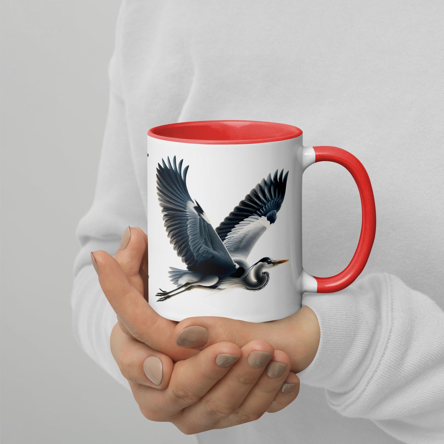 320ml Mug with Colour Inside Birds of Europe 17 Graureiher