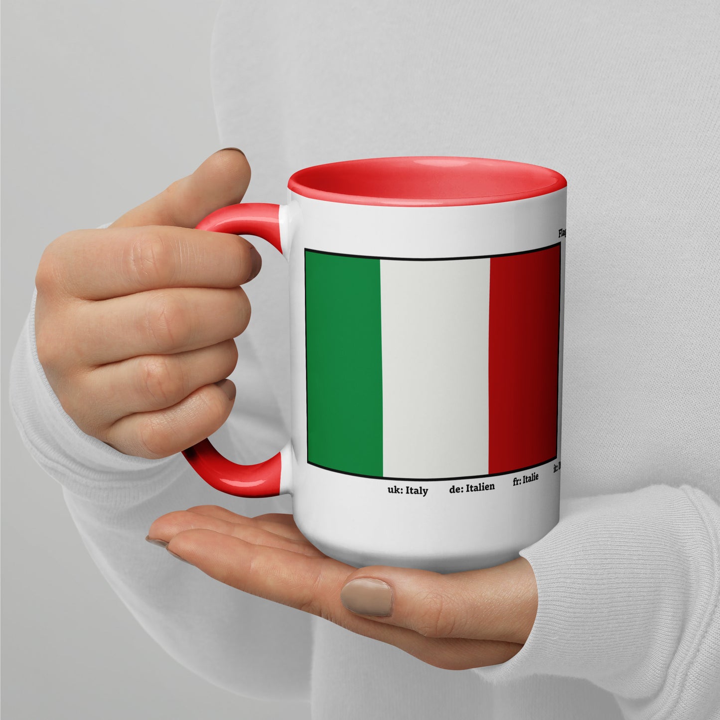 320 ml, 440 ml Becher mit farbiger Innenseite, Flaggen von Europa 01 Italien