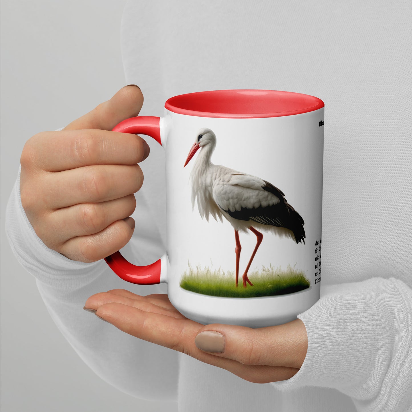 440ml Mug with colour inside Birds of Europe 16 White stork