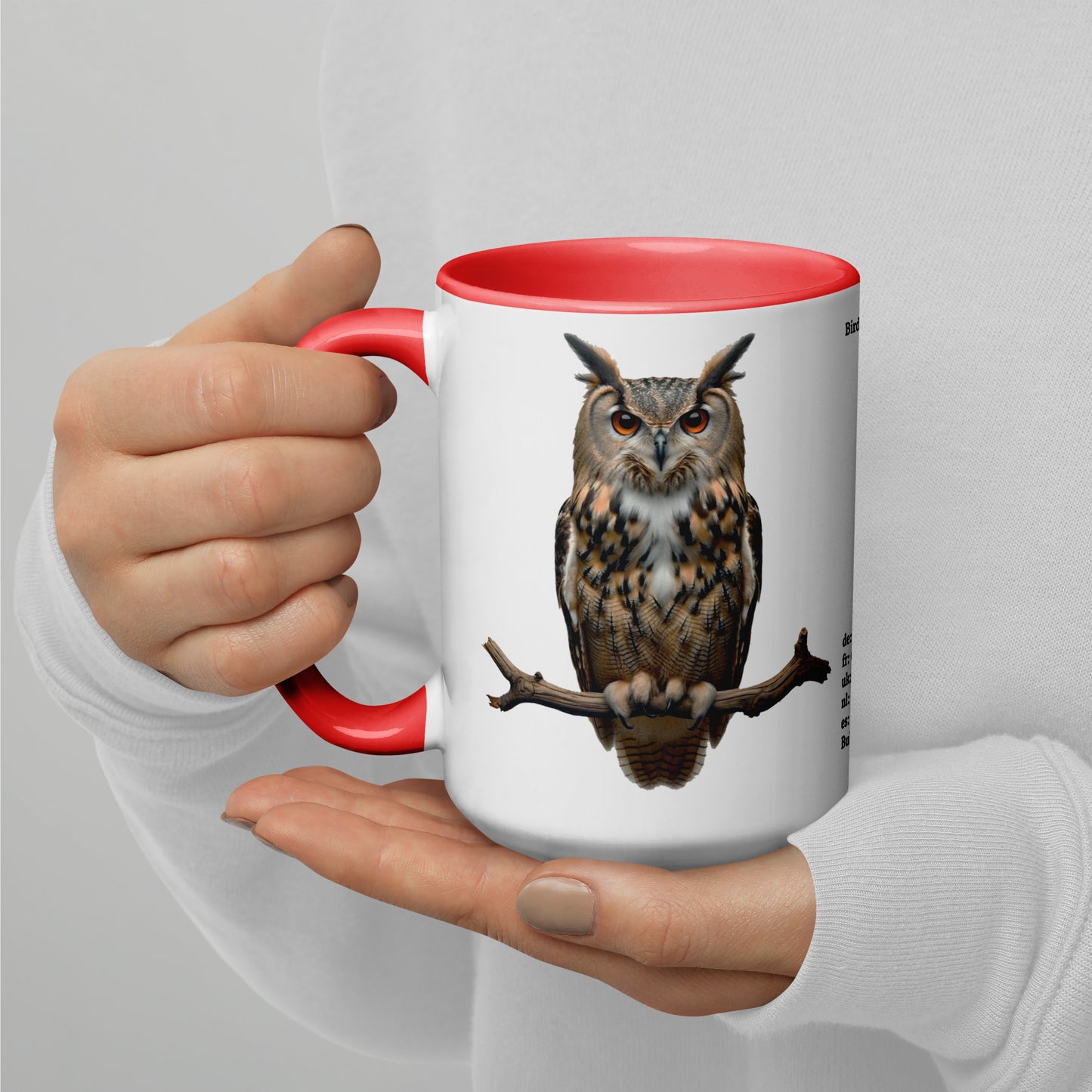 440ml Mug with colour inside Birds of Europe 18 Eagle-owl