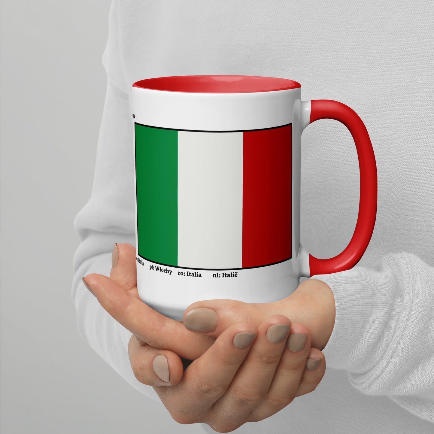 320 ml, 440 ml Becher mit farbiger Innenseite, Flaggen von Europa 01 Italien