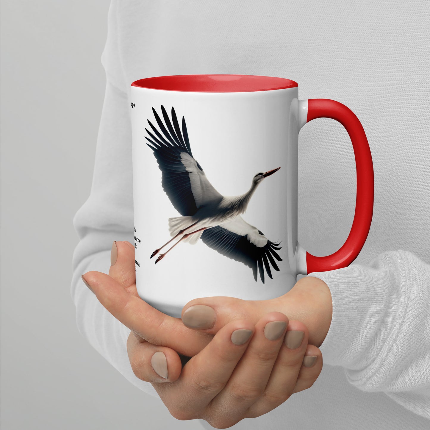 440ml Mug with colour inside Birds of Europe 16 White stork