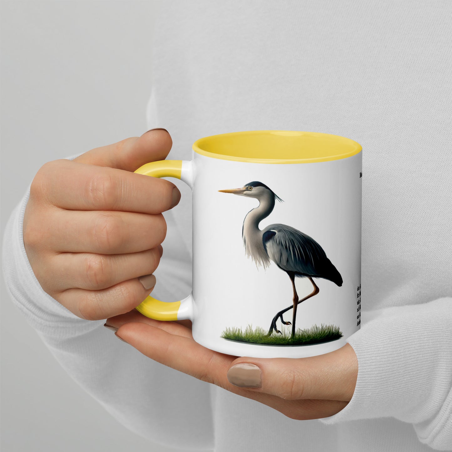 320ml Mug with Colour Inside Birds of Europe 17 Graureiher