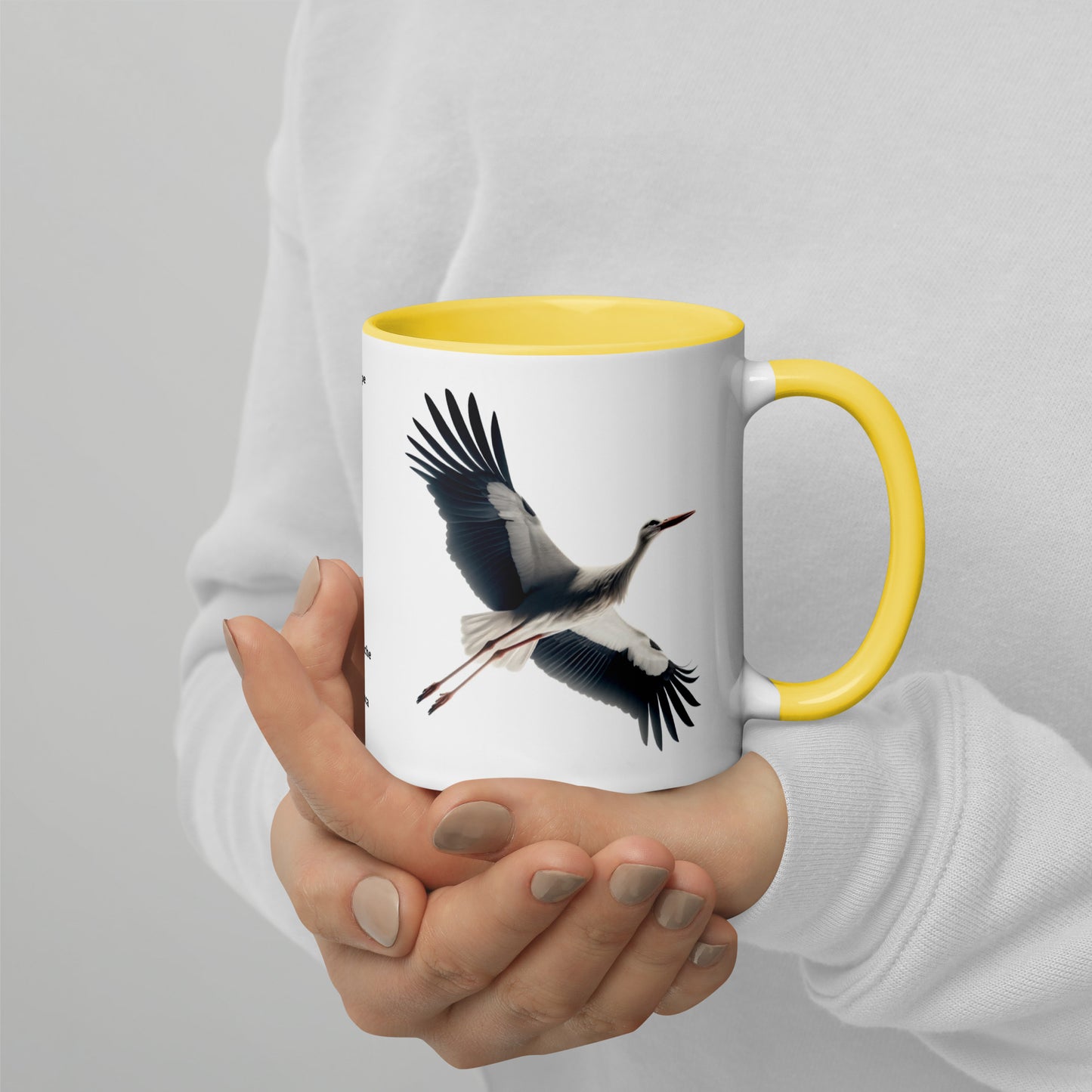 320ml Mug with Colour Inside Birds of Europe 16 Weissstorch