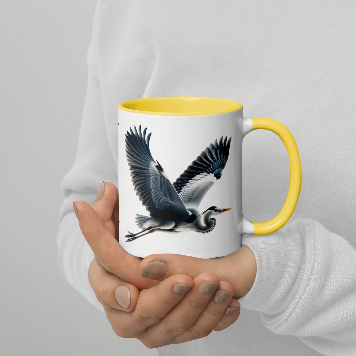 320ml Mug with Colour Inside Birds of Europe 17 Graureiher