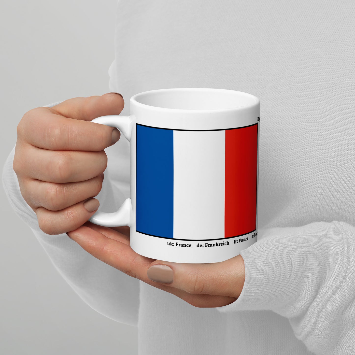 320ml, 440ml, 590ml Weiß glänzende Tasse Flaggen von Europa 04 Frankreich