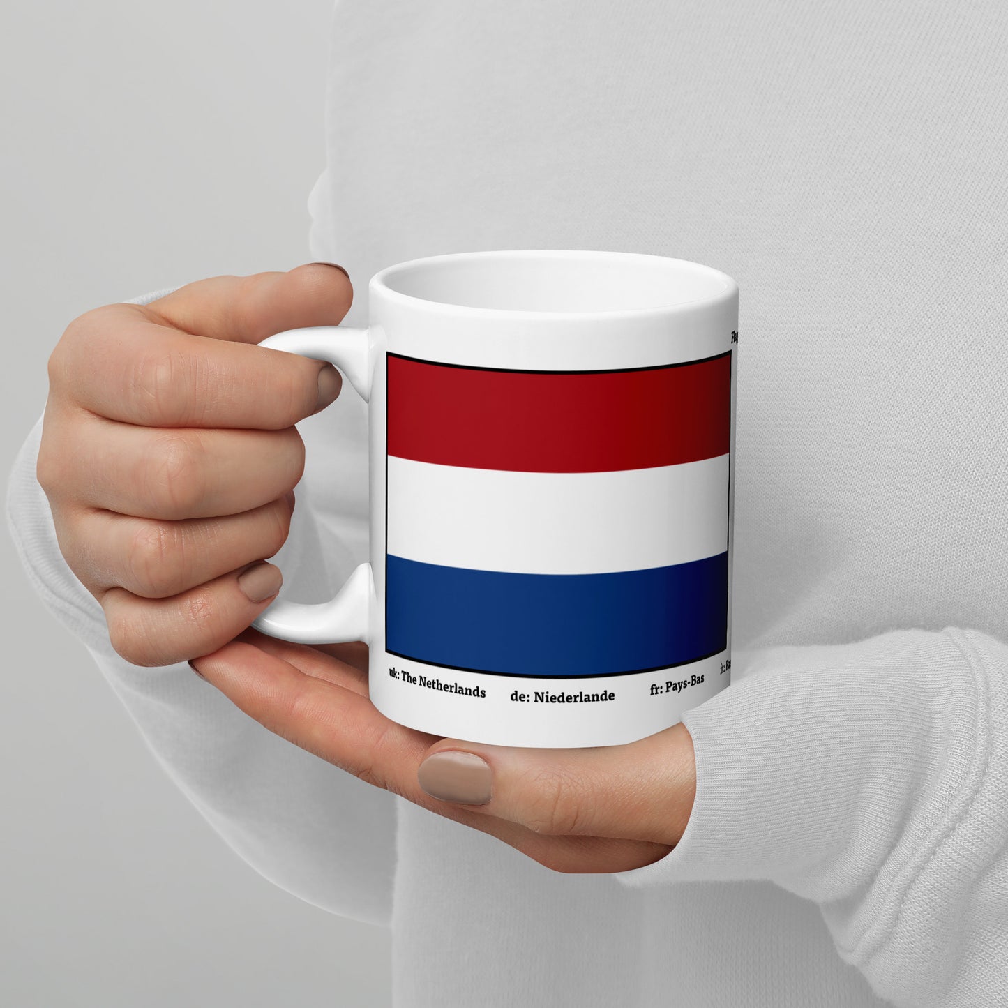 320ml, 440ml, 590ml Weiß glänzende Tasse Flaggen von Europa 05 Niederlande