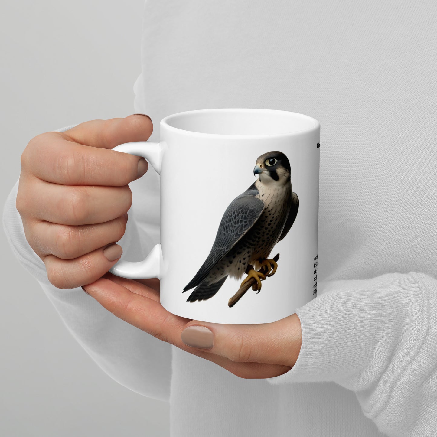 320ml White glossy mug Birds of Europe 11 Peregrine Falcon