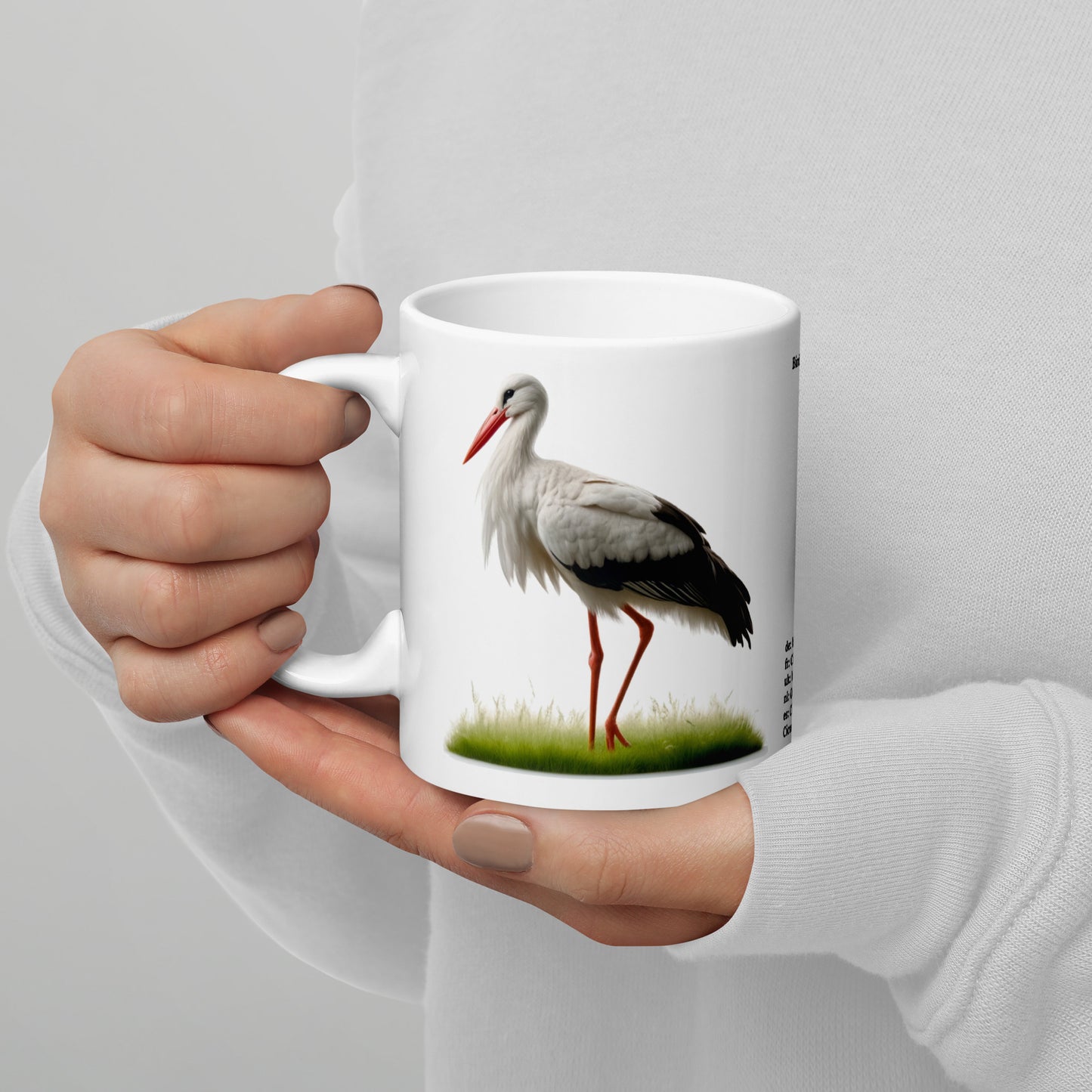 320ml White glossy mug Birds of Europe 16 White stork