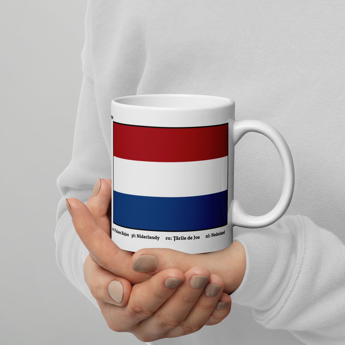 320ml, 440ml, 590ml Weiß glänzende Tasse Flaggen von Europa 05 Niederlande