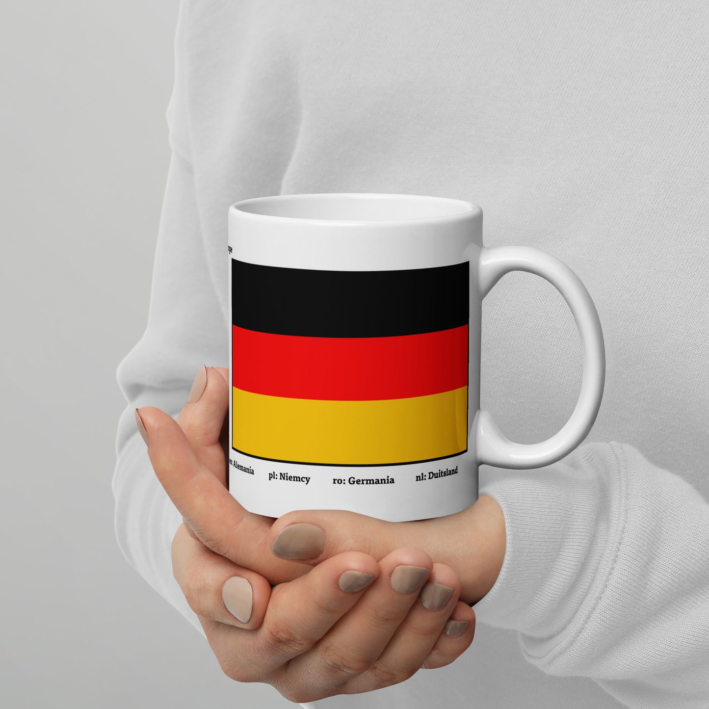 320ml, 440ml, 590ml Weiß glänzende Tasse Flaggen von Europa 03 Deutschland