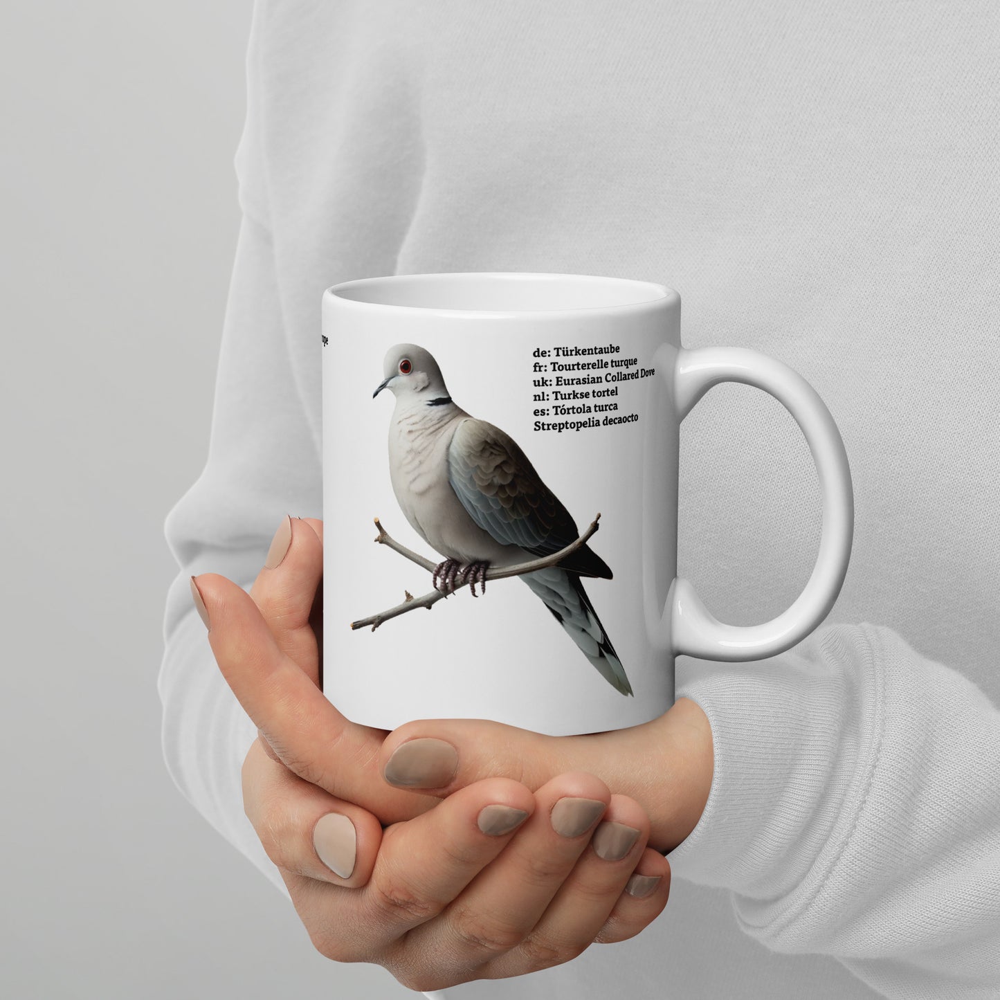 320ml White glossy mug Birds of Europe 04 Coal Tit and Collared Dove