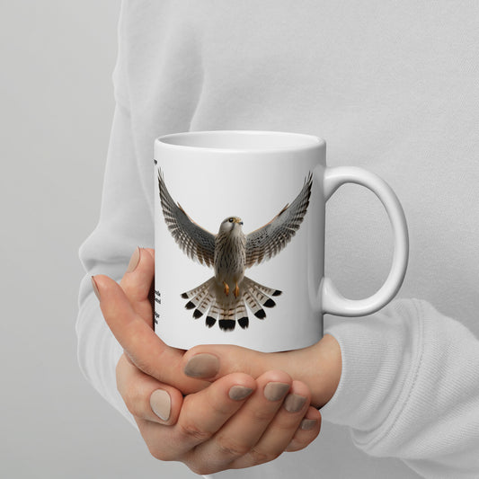 320ml White glossy mug Birds of Europe 08 Kestrel