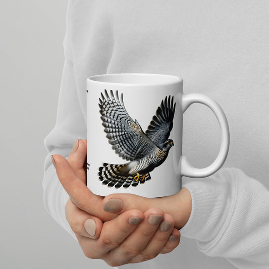 320ml White glossy mug Birds of Europe 09 Goshawk