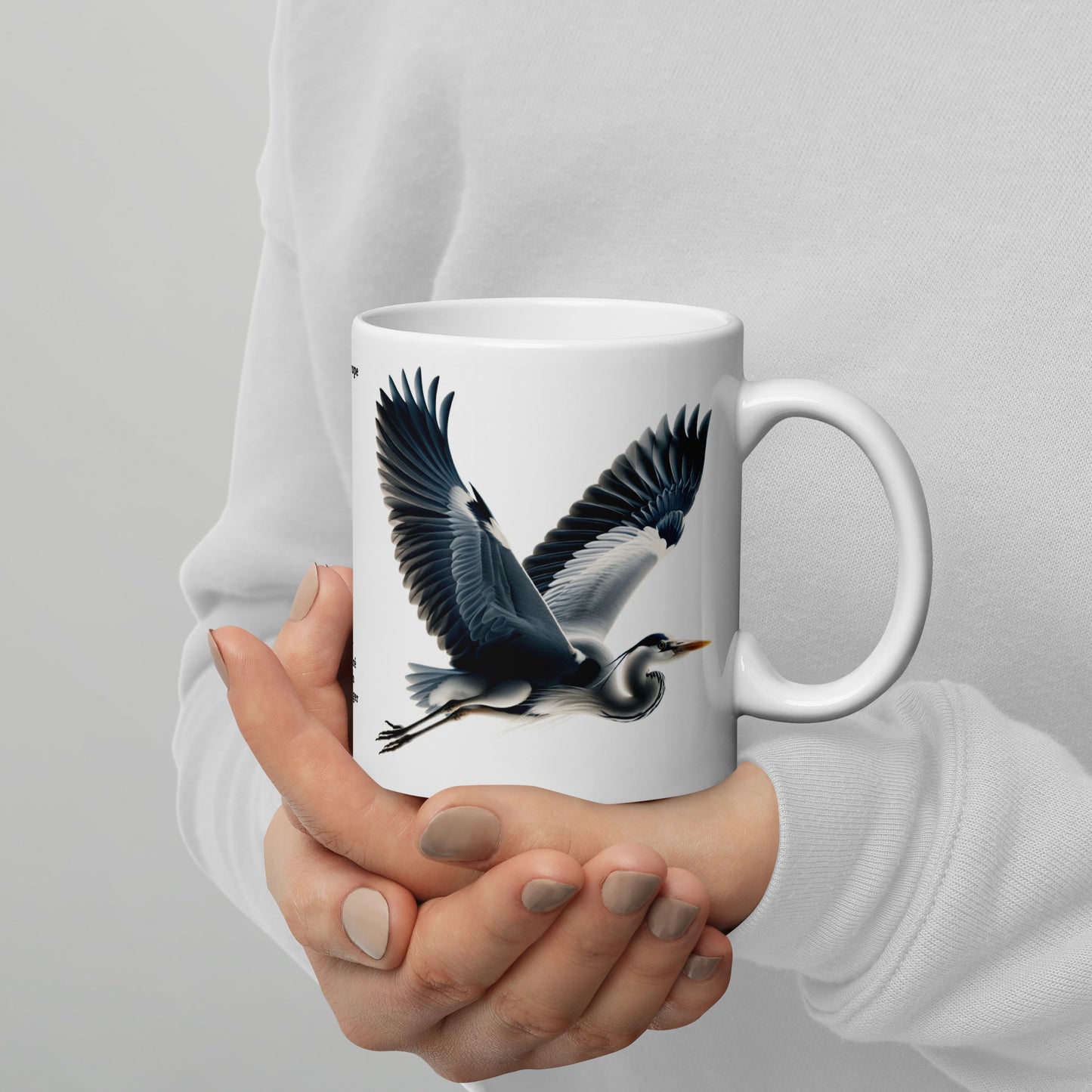 320ml White glossy mug Birds of Europe 17 Grey Heron Product